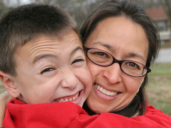 young mother and son