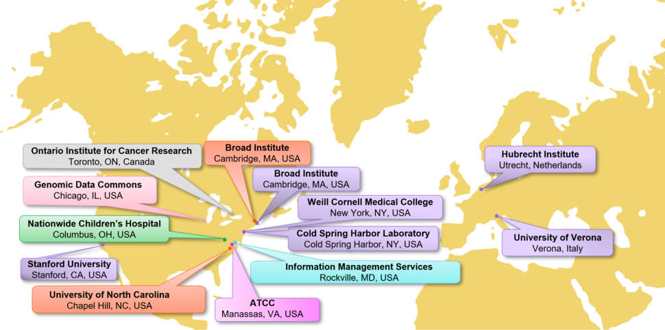 Map of the Cancer Model Development Centers and model processing entities 