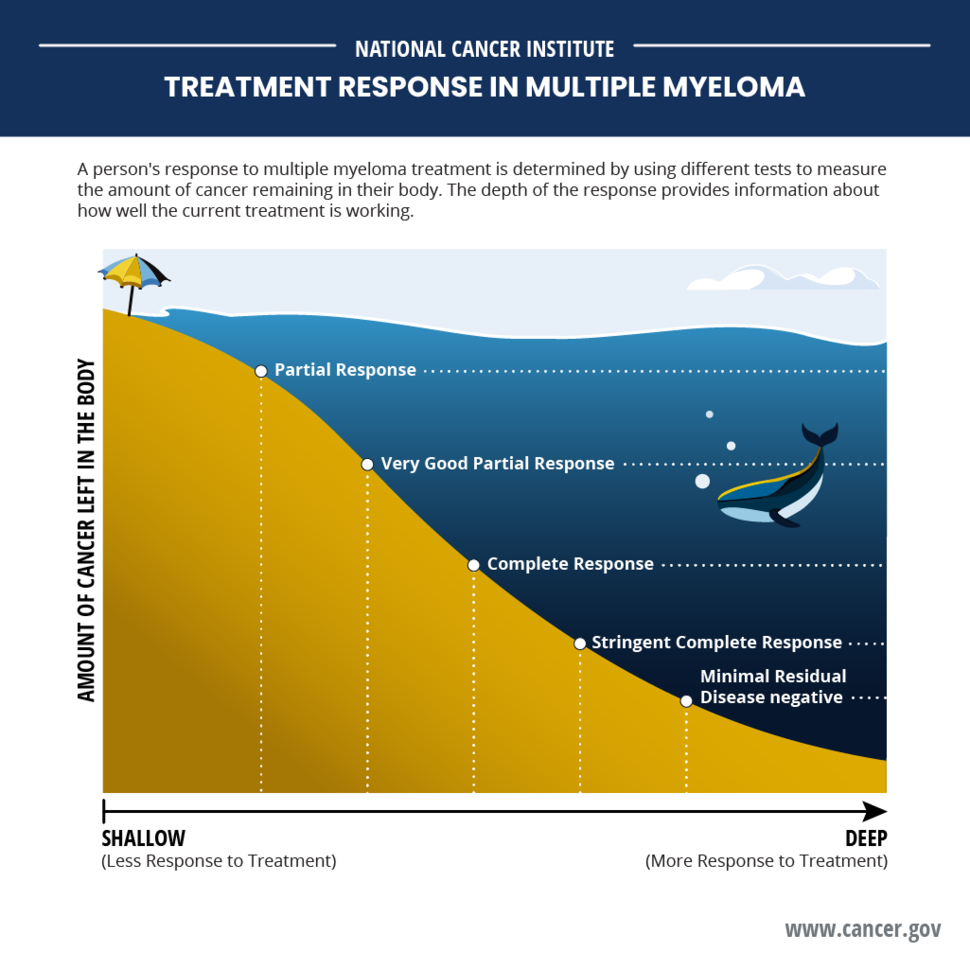 Graph depicting the amount of cancer left at various stages of response to treatment.