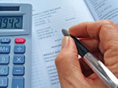 Hand writing with pen and a calculator thumbnail