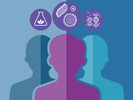 Three scientists having a conversation