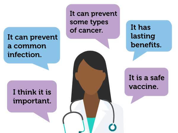 infographic of doctor and possible ways of introducing the HPV vaccine