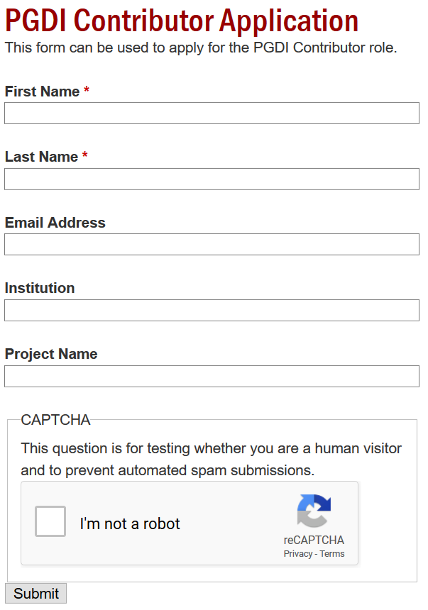 PGDI Contributor Application