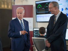 Vice President Joe Biden and CCG Director Dr. Lou Staudt at the launch of NCI's Genomic Data Commons on June 6, 2016.