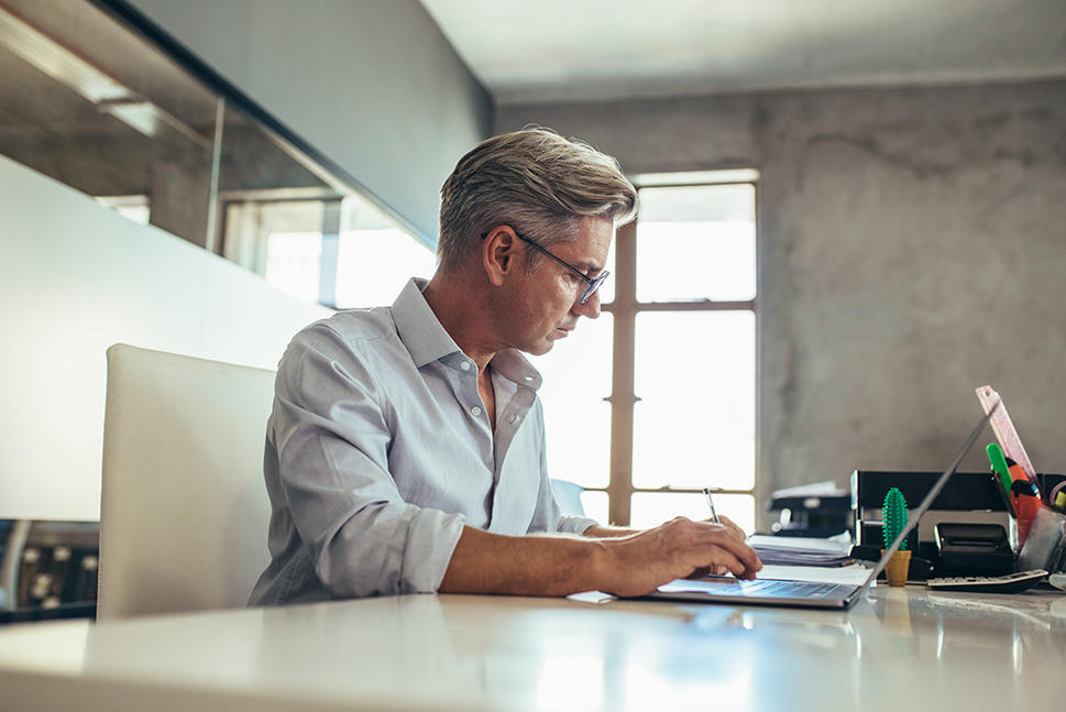 Man working at a computer