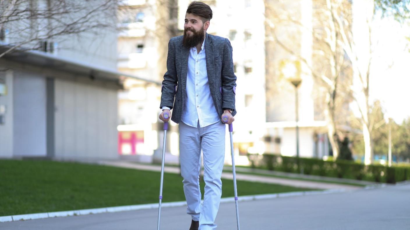 Person walking with canes