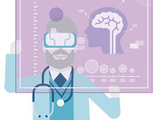 Surgeon looking at MRI