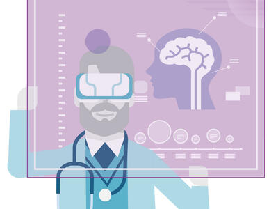 Surgeon looking at MRI