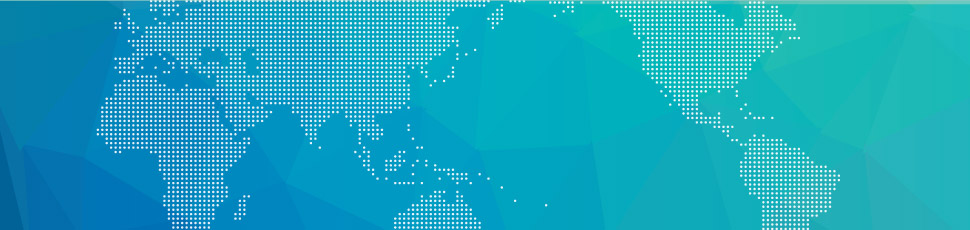 World map on blue and green background