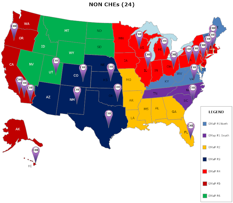 Map of National Outreach Network (NON) Community Health Educators (CHEs)