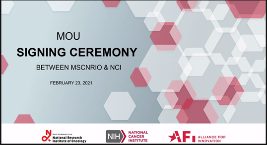 MOU Signing Ceremony between the U.S. NCI and Maria Sklodowska - Curie National Research Institute of Oncology (MSCNRIO), based in Warsaw, Poland