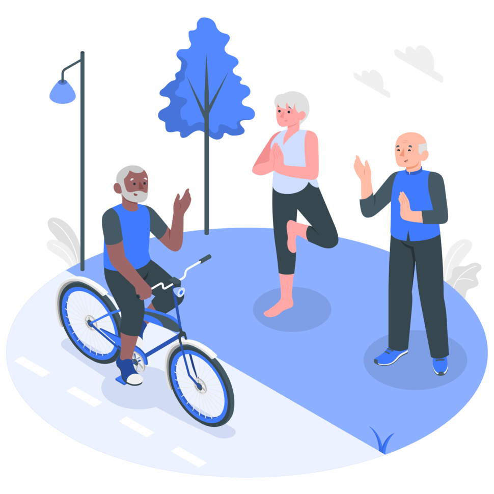 Illustration of older adults exercising