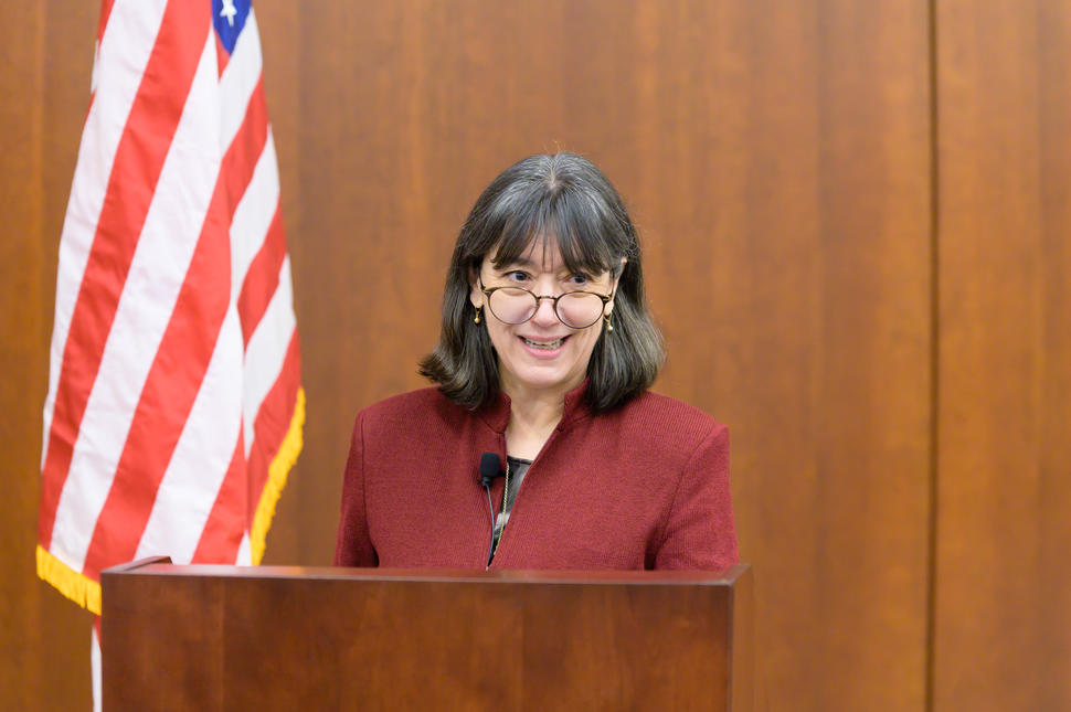 NCI Director Monica Bertagnolli, M.D. at her first Townhall on December 14, 2022.
