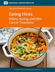 Cover of the booklet, Eating Hints, shows a big pot of vegetable stew with sweet potatoes.