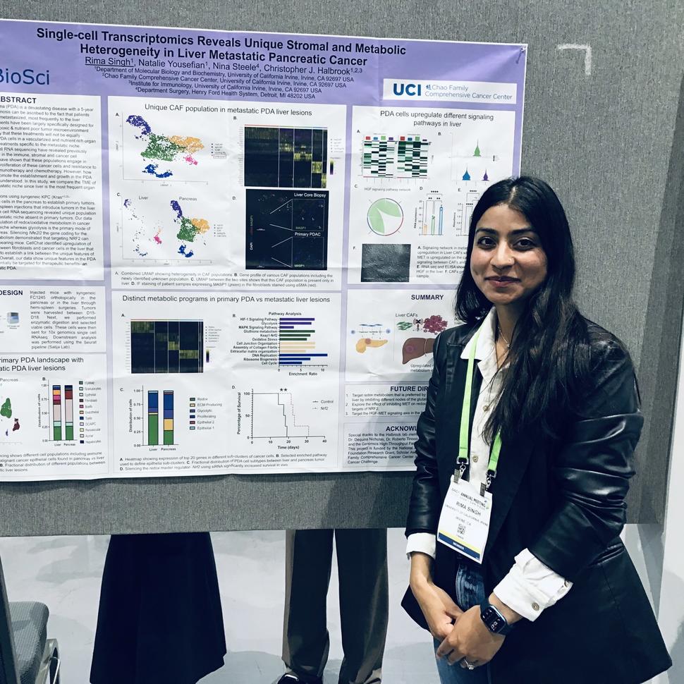  Rima Singh presenting a poster at AACR 2024