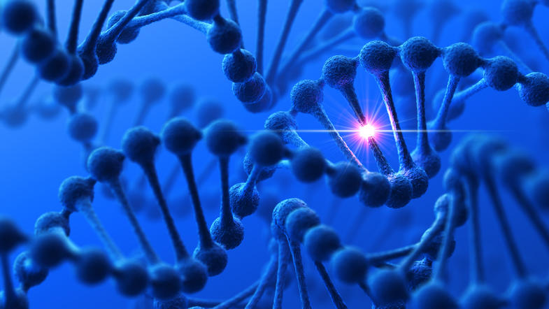 Representation of a DNA strand with a mutation