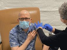 Dr. Steven Pergam gets his vaccine shot