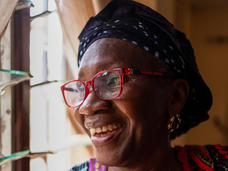 Kadiatou Diallo in Conakry, Guinea, on 10 February 2021. Diallo is a cervical cancer survivor who received treatment at the Francophone Regional Center for Training and Prevention of Gynaecological Cancer in Conakry. 