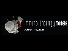 Immuno-Oncology Models Workshop, July 9-10, 2020 with an image of an oral cancer cell being attacked by 2 cytotoxic T cells 