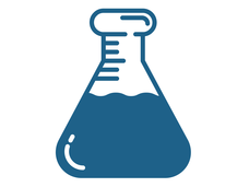 Icon depicting a beaker to represent basic science
