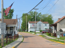 Street with houses in a small town