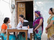 female doctor doing social service in village in India 3 women