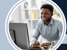 Man sitting at computer.