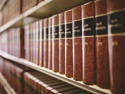 Law books on a bookshelf