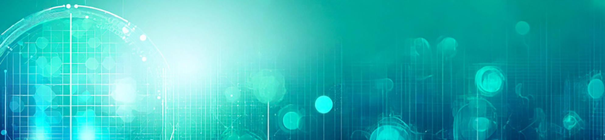 Abstract data and technology with a large, soft burst of light