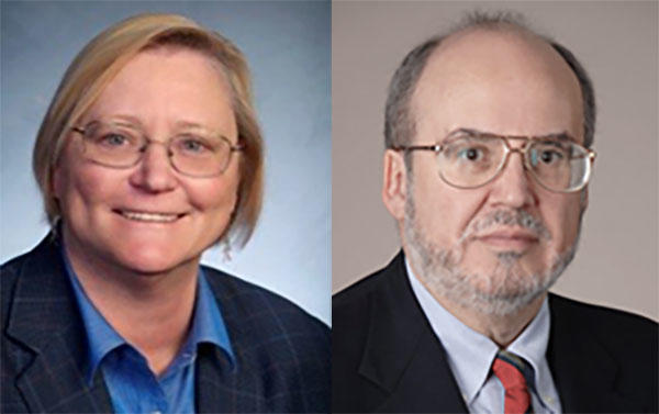 Headshots of doctors Paula Jacobs and Antonio Sastre.
