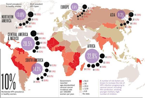 Infographic showing how much HPV-related research is being funded in the world.