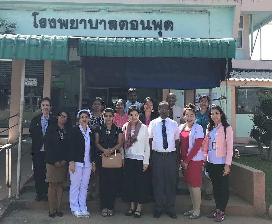 Group shot of participants during a cancer control study site tour in Thailand.