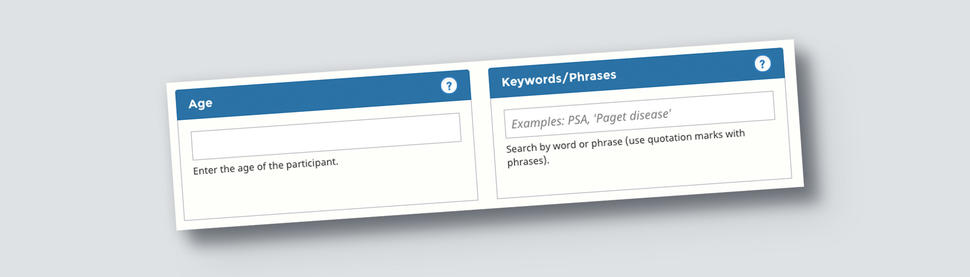 Age and keyword search for finding clinical trials