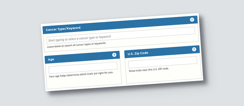 Clinical trial search basic form. 