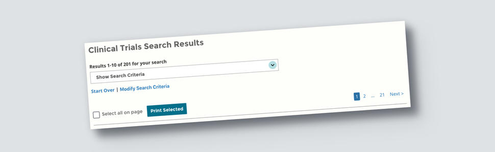 Start over using clinical trial search.