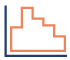 History chart icon showing an orange outline of an area on a graph. Scatter plot chart icon with multiple clustered blue circles. An orange trend line intersects the cluster identifying a possible pattern to the data. 