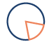 Pie chart icon outlined in blue with a orange outline of a wedge indicating a section of interest on the chart.