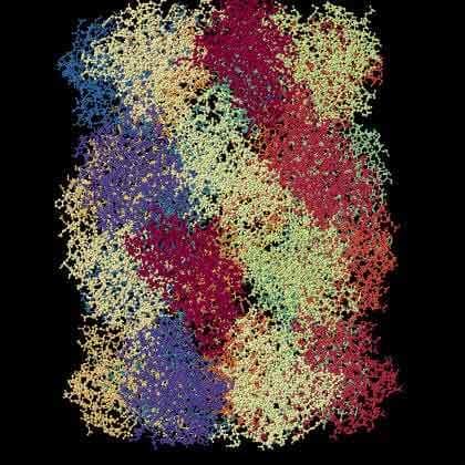 Molecular structure visualization of Velcade (bortezomib) shown with colorful molecular components against a black background.