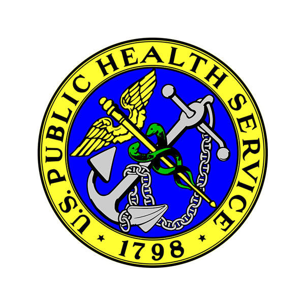 A seal that has the words “U.S. Public Health Service 1798”. In the center, a caduceus and ship anchor overlap each other.