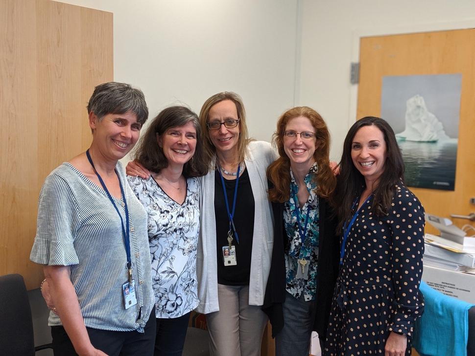 Group photo of Eva Dombi, Trish Whitcomb, Brigitte Widemann, Andrea Gross and Andrea Baldwin of the Pediatric Oncology Branch at NCI