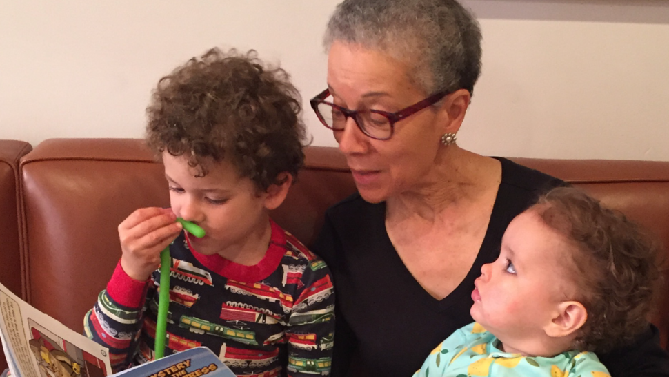 Adine Usher with two grandchildren