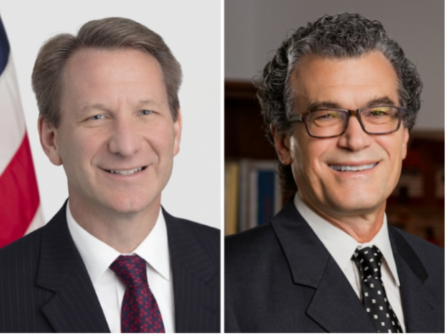 Side-by-side headshots of Norman E. Sharpless and Eliseo J. Pérez-Stable