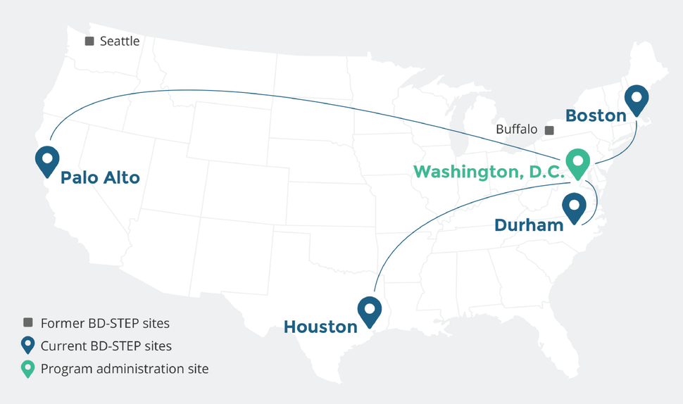 US Map with BD-STEP sites marked