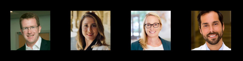 Headshots (left to right) of Drs. Timothy Padera, Jessalyn Ubellacker, Stefani Spranger and Jonathan Villena-Vargas