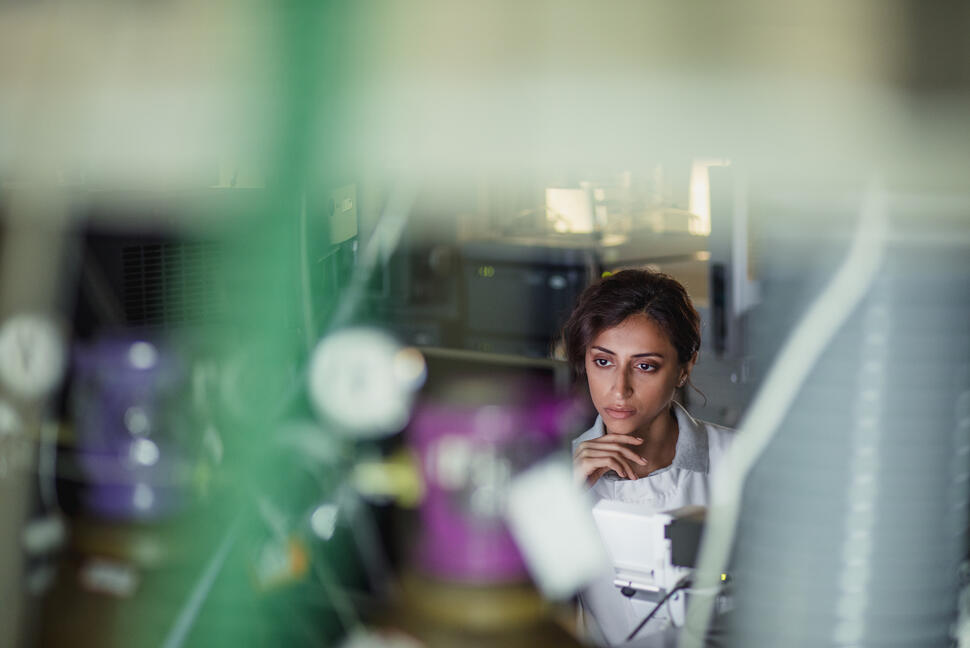 Patient personal health care taken by a specialist biochemist in a London research facility