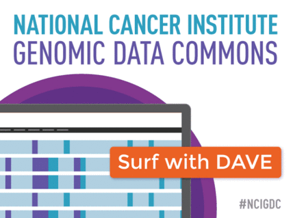 Image featuring the text ‘National Cancer Institute Genomic Data Commons’ and ‘Surf with Dave’.