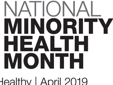 Logo for national minority health month.