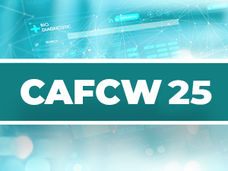 faded laptop screen with data on it in the background. Text reads, "CAFCW25"