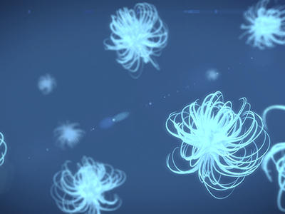 Floating blue bacteria