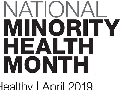 Logo for national minority health month.
